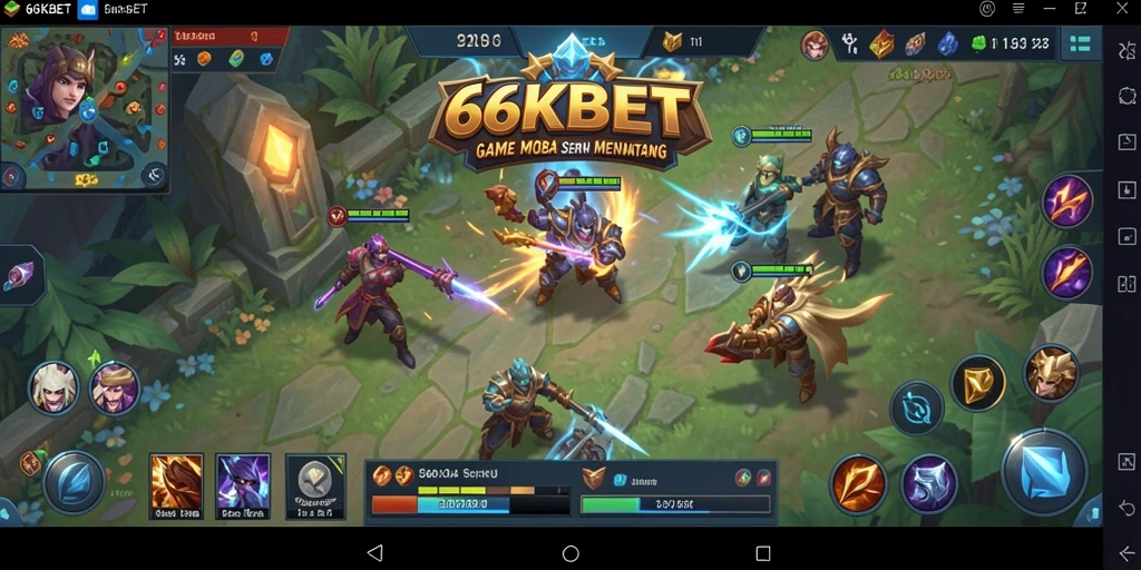 Tangkapan layar utama 66KBET menampilkan aksi seru dalam permainan MOBA.