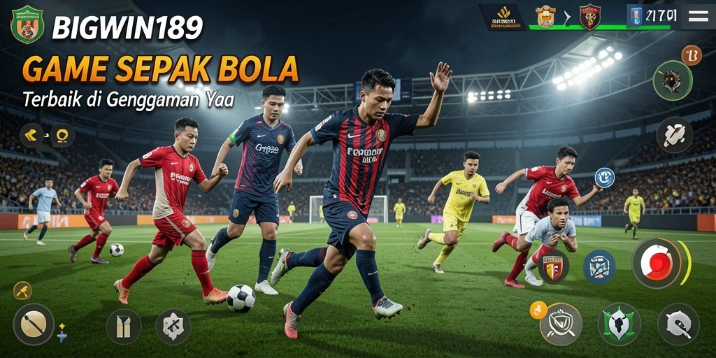 Tampilan gameplay <strong>BIGWIN189</strong> dengan aksi sepak bola yang menarik.