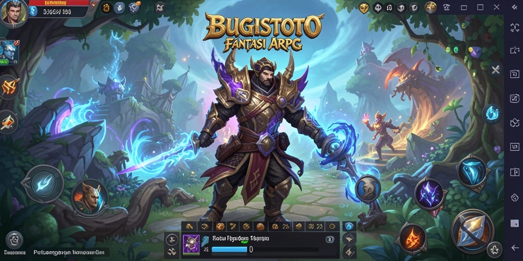 Screenshot gameplay ARPG menampilkan pertarungan megah di dunia fantasi.
