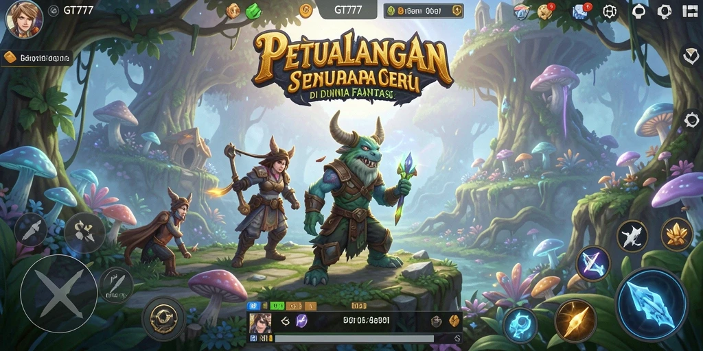 Screenshot menunjukkan karakter utama menjelajahi pulau misterius.