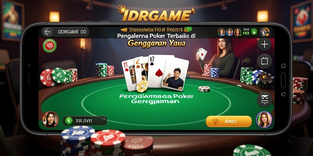 Tampilan utama gameplay IDRGAME dengan suasana poker yang mendebarkan.