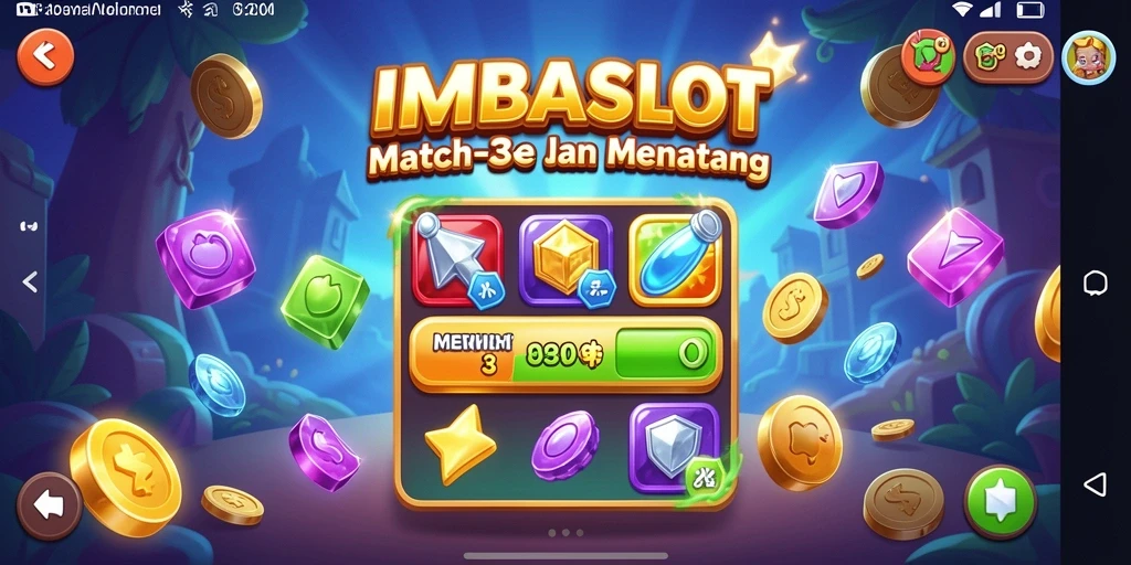 Tangkapan layar gameplay <strong>IMBASLOT</strong> yang menunjukkan aksi mencocokkan item.