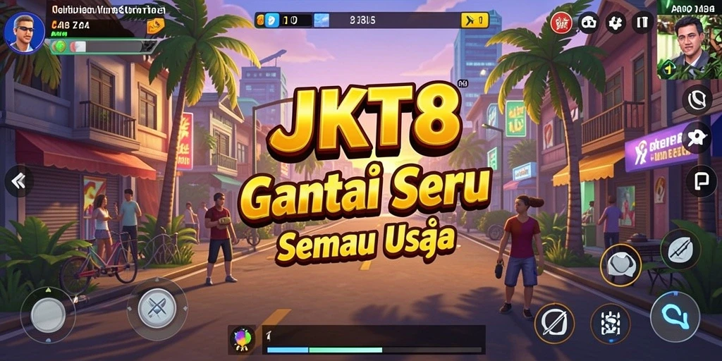 Screenshot utama JKT8 menampilkan gameplay seru dan menarik.