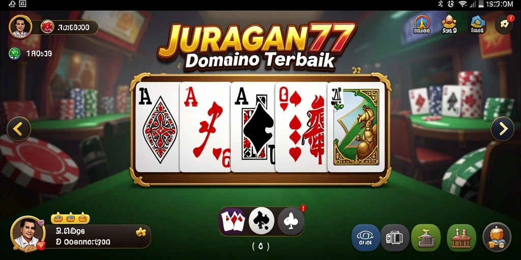 Tampilan gameplay seru dalam JURAGAN77 saat bermain Domino.