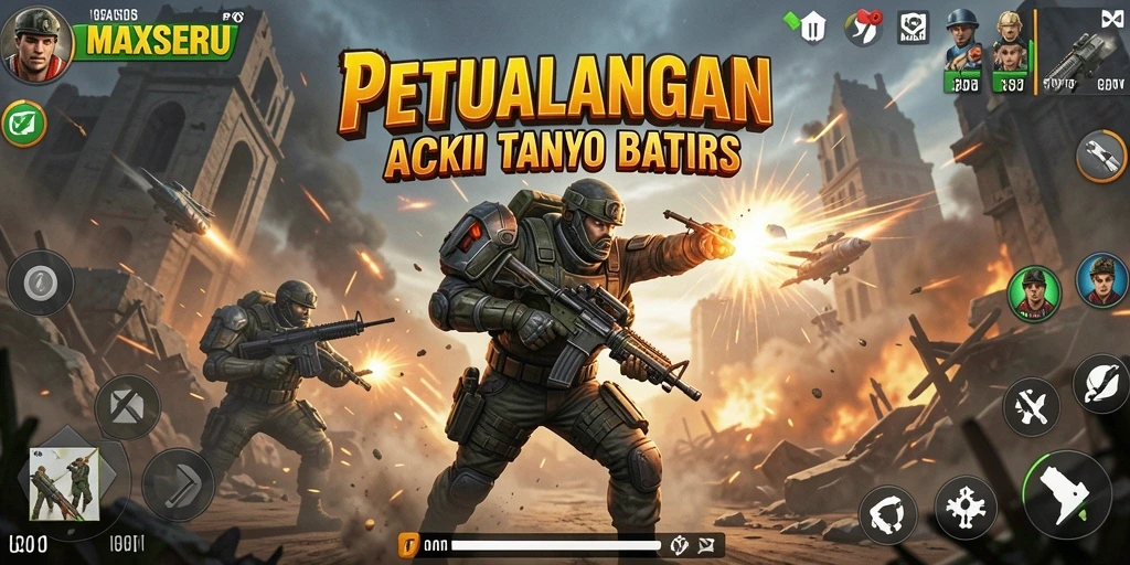 Screenshot MAXSERU menunjukkan aksi pertempuran mendebarkan.