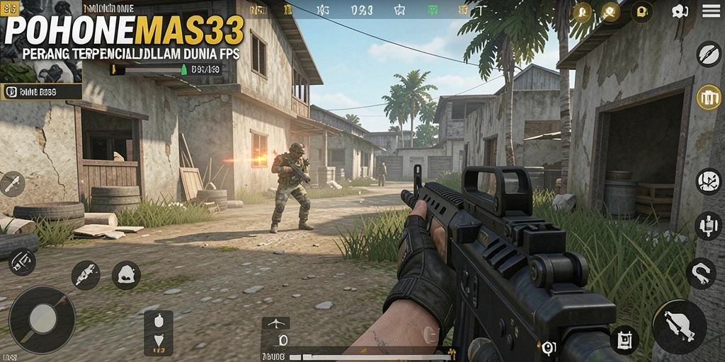 Menampilkan pertempuran seru dalam gameplay FPS POHONEMAS33.