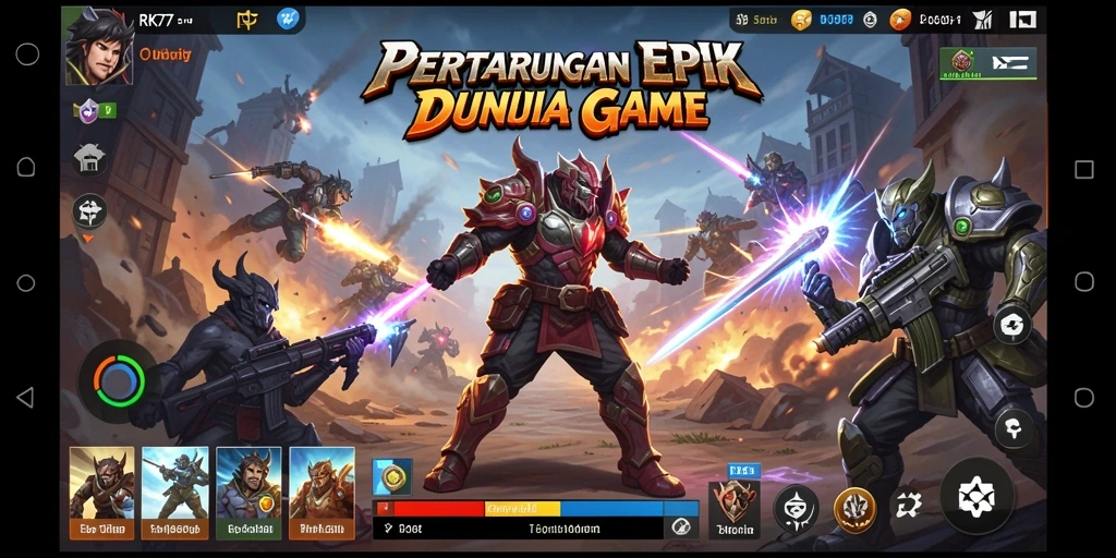 Tampilan gameplay RK77 dengan pertarungan yang seru dan karakter menakjubkan.