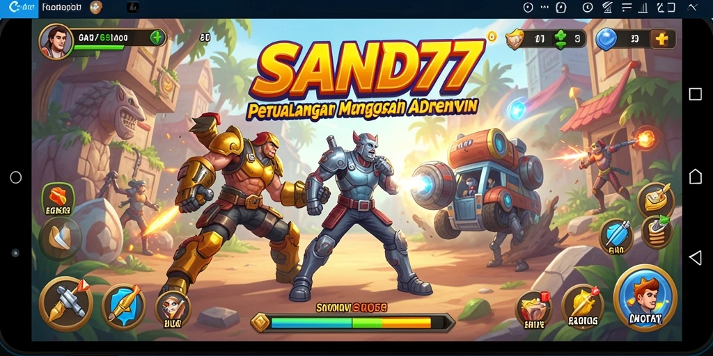 Tampilan gameplay seru di SAND77 dengan berbagai level menantang.