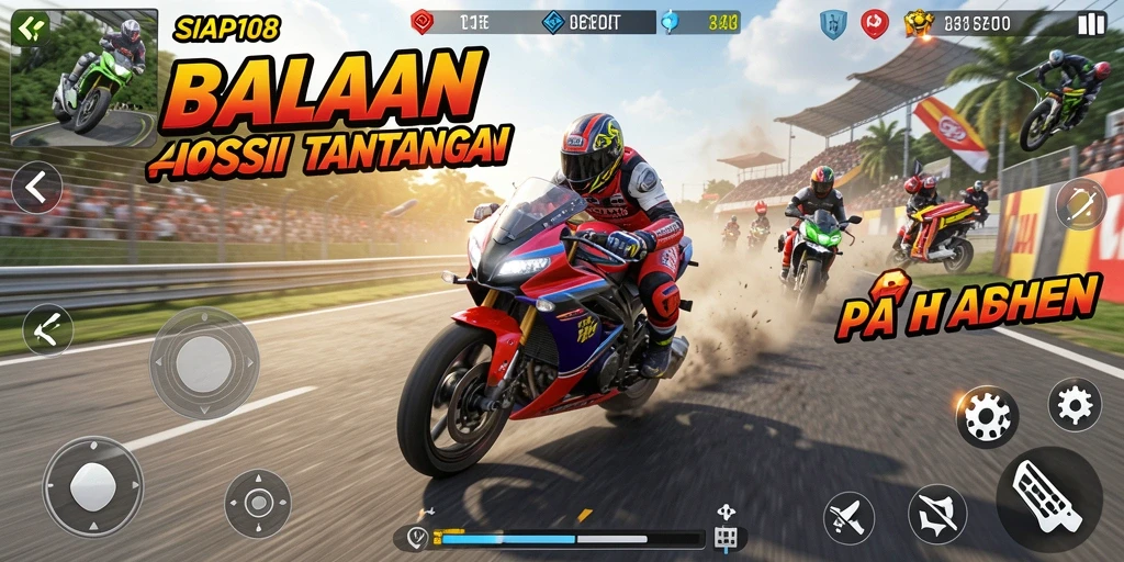 Menampilkan aksi balapan motor yang mendebarkan dalam SIAP108.