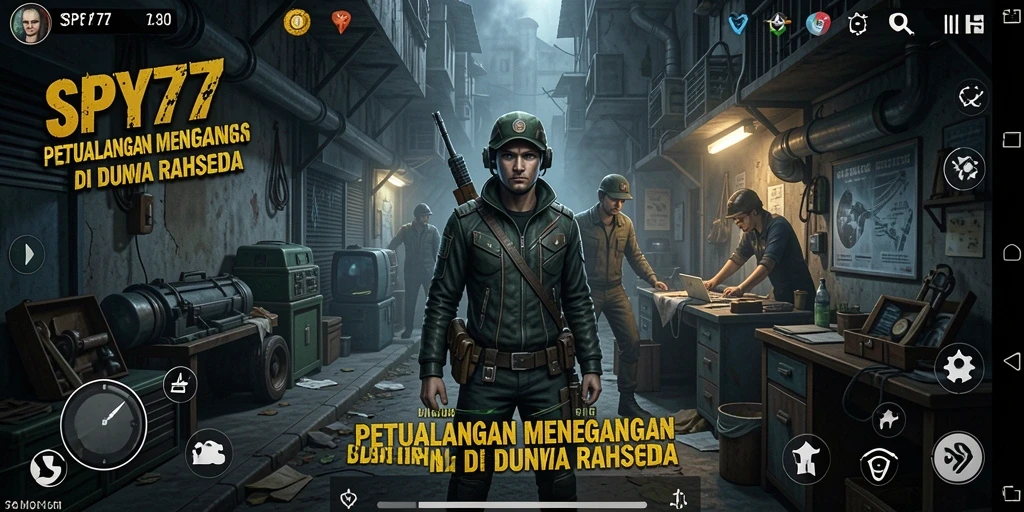 Tangkapan layar utama SPY77 menampilkan aksi seru dalam gameplay Adventure.