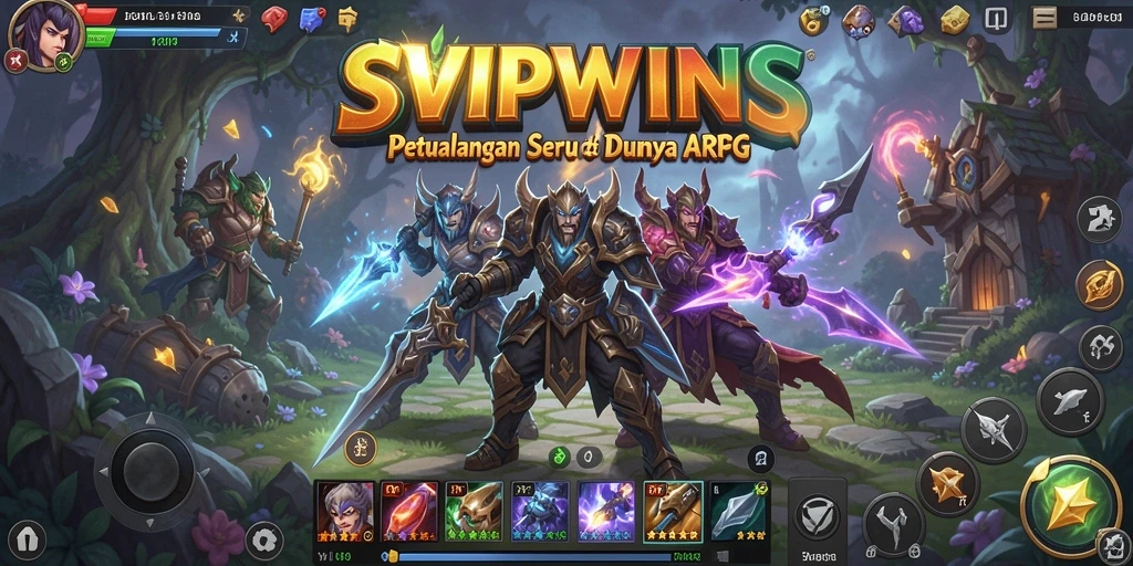 Tangkapan layar gameplay SVIPWINS yang menunjukkan aksi pertarungan ARPG yang intens.