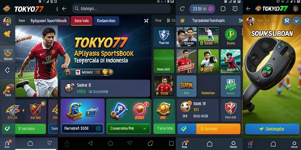 Screenshot gameplay TOKYO77 menampilkan pilihan taruhan olahraga yang luas.