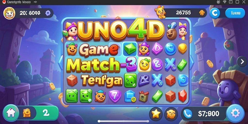 Tampilan gameplay seru dari UNO4D dengan banyak tantangan Match-3.