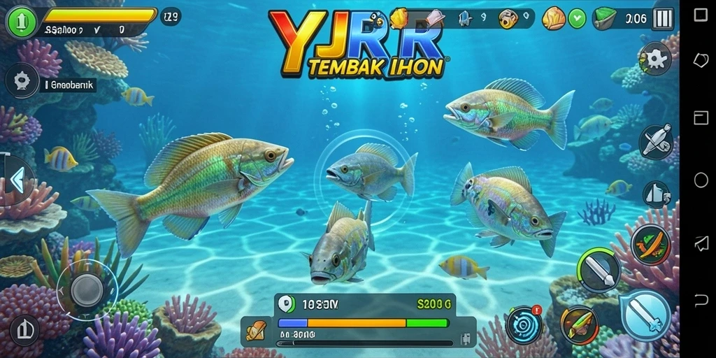 Tangkapan layar utama YYRR dengan gameplay Tembak Ikan yang seru.